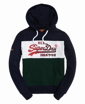 Superdry Vintage Logo 1st Panel Férfi Kapucnis Pulóver Sötétkék | GTFAB0812